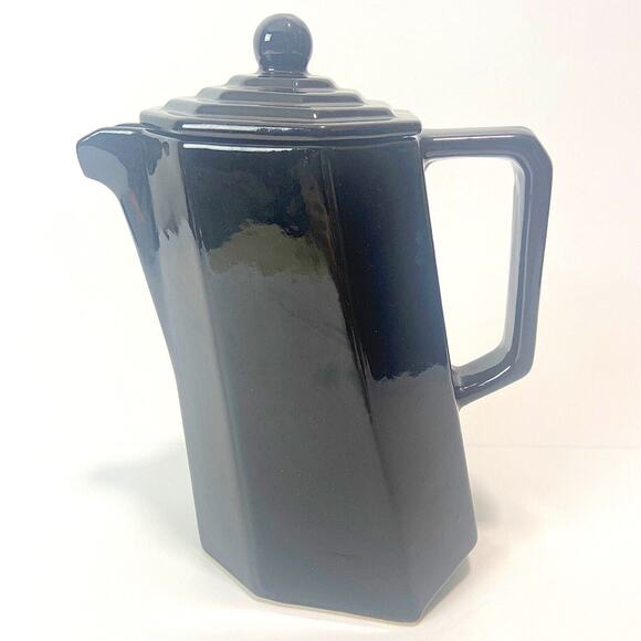 Capodimonte Studio Ceramico Black Porcelain Espresso Tea Pot W/lid MCM Vintage - Picture 1 of 8